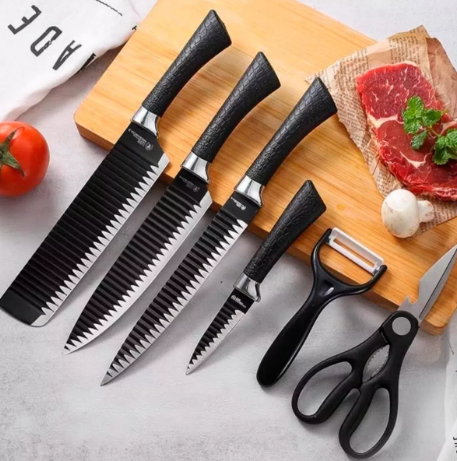 Sarten Antiadherente 4 en 1 GoldChef™ + Kit Completo 4 Cuchillos + Peladora + Tijeras de Regalo